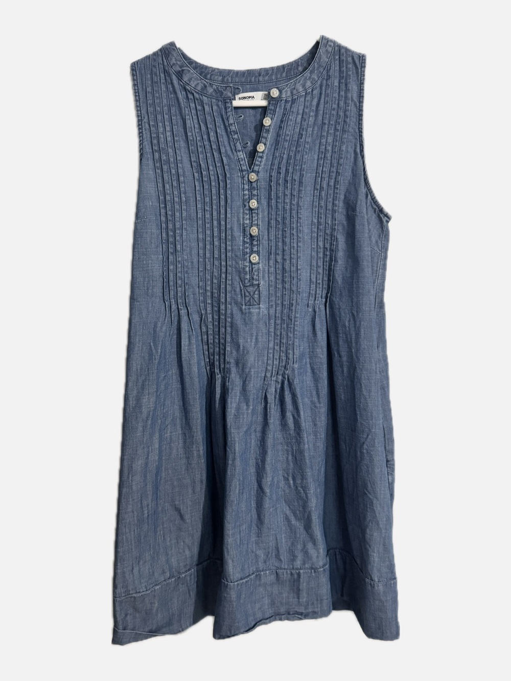 Sonoma Sleeveless Chambray Button-Front Dress - Light Blue